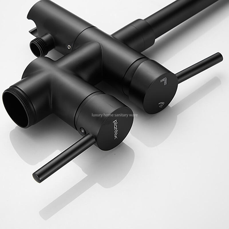 Factory Direct Simple Black Freestanding Bathtub Shower Mixer Floor Stand Bathtub Faucet Set Bathroom Faucet factory