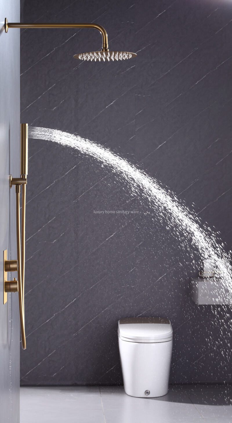 Modern Constant Temperature Shower Set Brass Hidden Shower Faucet Bathroom Brushed Gold Shower Faucet Set details