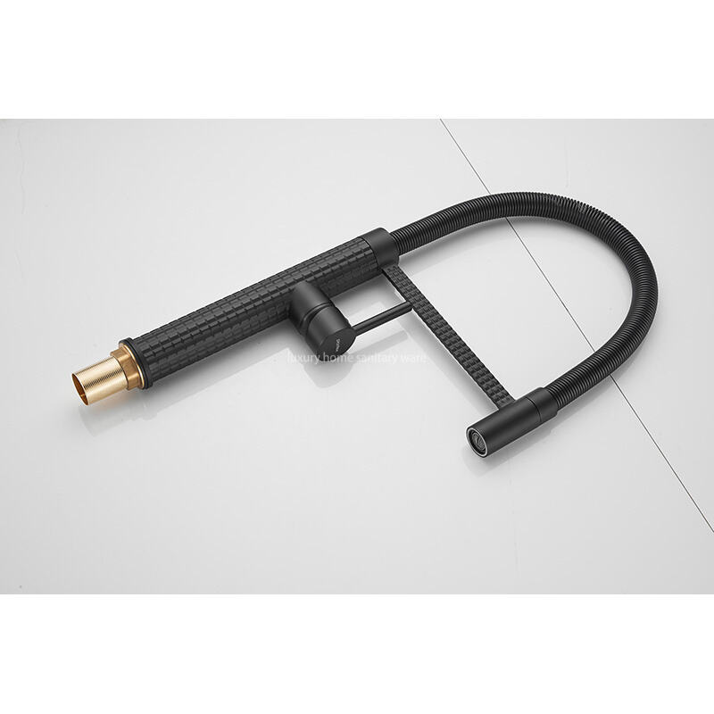 Factory Direct New Design Kitchen Faucet Corrugated Dense Spring Kitchen Faucet-black Kitchen Faucet manufacture