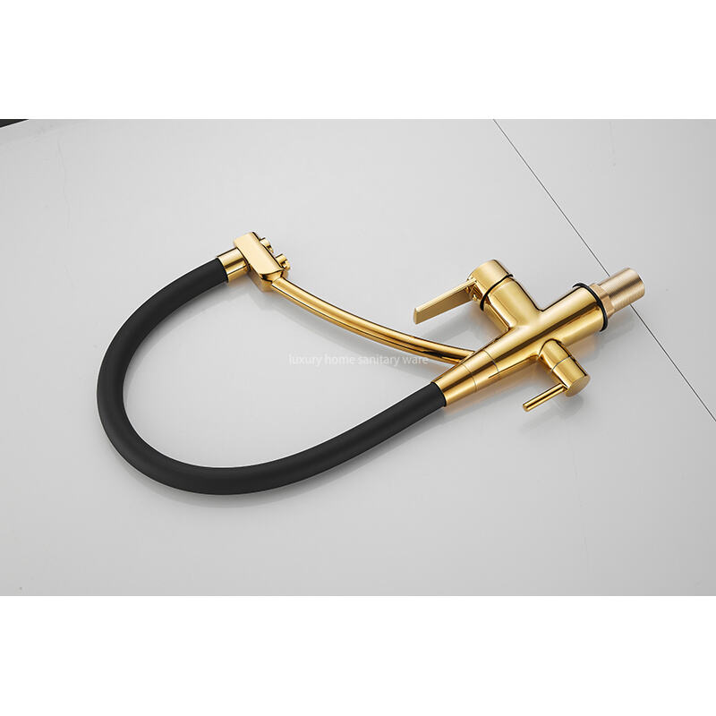 Factory Direct Pointed Four-way Hose Water Purifier-black Kitchen Faucet Universal Rotating Deck Installation factory