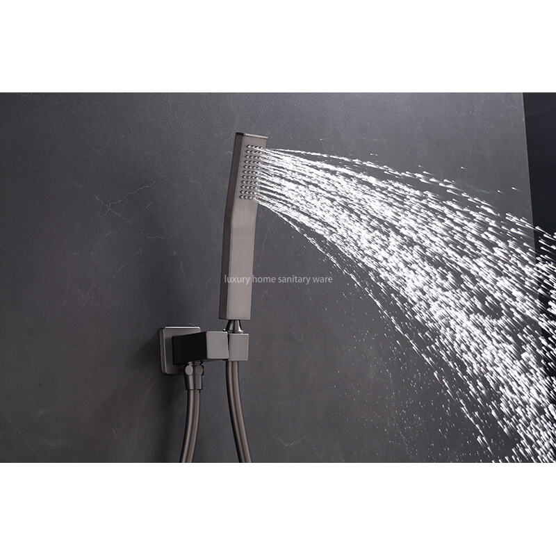Matte Black Round Bathroom Bathtub Shower System Set Constant Temperature Shower Faucet Rain Shower Mixer factory