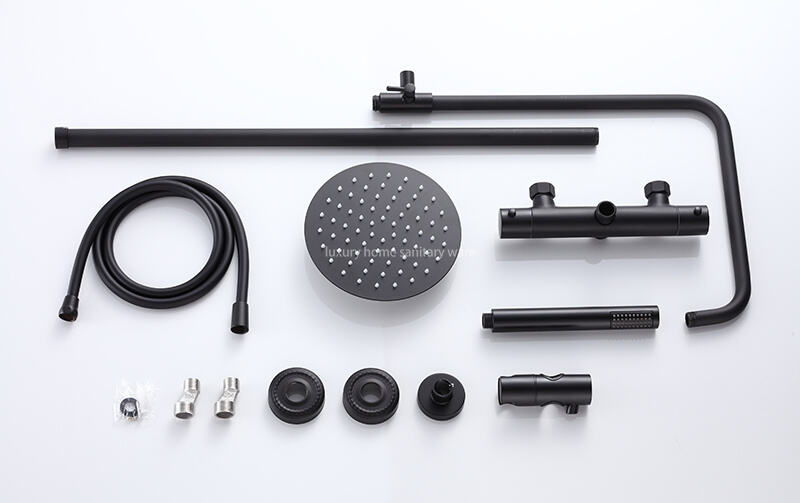 Modern Round Stick Constant Temperature Small Round Stick Hand Spray Bathtub Shower Faucet Black Bathroom Shower Set supplier