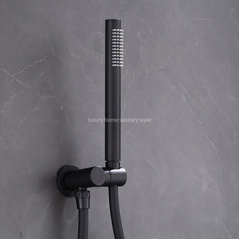 Concealed Built-in Shower Shower Set Round Thick Top Spray Built-in Hotel Bathroom Black Shower Set details