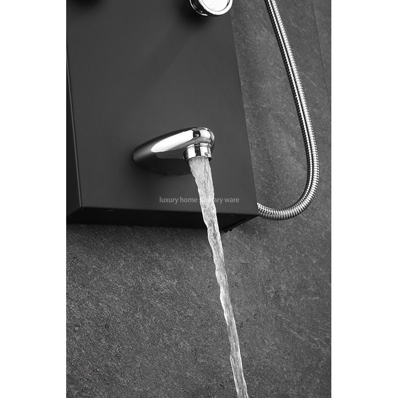 Multi-functional Matte Black Rain Shower Head Panel Tower System Set, Hand-held Sprayer Shower Stand with Massage Nozzle supplier