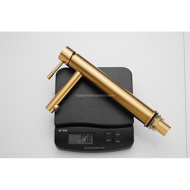 Hot-selling Basin with High Straight Mouth-carved Handle-brushed Gold Bathroom Faucet Hot and Cold Mixer manufacture
