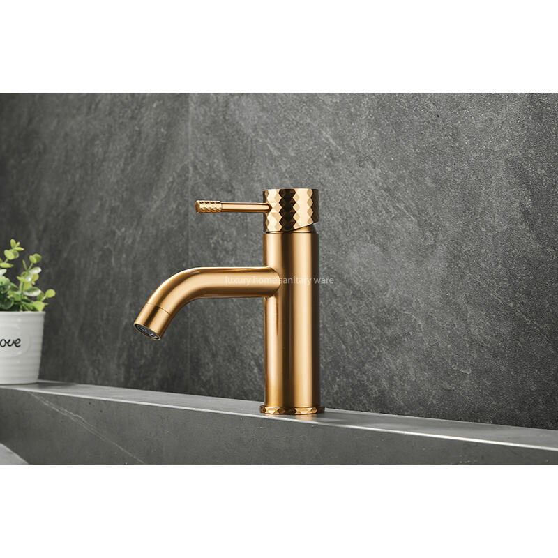 2025 Hot-selling Basin with Low Curved Mouth-carved Handle-brushed Gold Single-handle Washbasin Faucet supplier