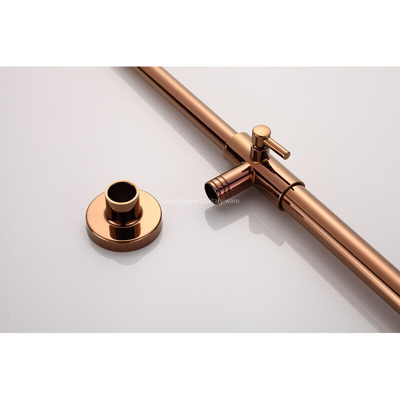 High-quality Brass Rose Gold Wall-mounted Shower Faucet Constant Temperature Shower Set Exposed Rain Shower Set manufacture