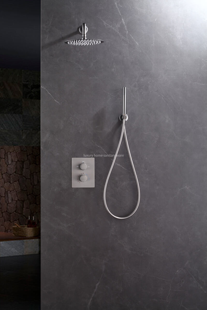 High-quality Electroplating Shower Faucet Set Waterfall Rain Mixer System Villa Hotel Hidden Brass factory