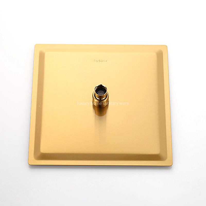 High Quality Brass Waterfall Thermostatic Shower Set Hotel Bathroom Concealed Brushed Gold Shower Faucet with Hand Shower manufacture