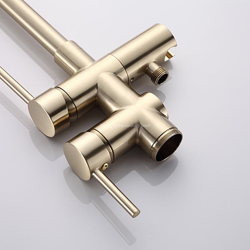 Best-selling Floor Handles-brushed Zirconium Gold Bathtub Faucet Bathroom Independent Bathtub Faucet details