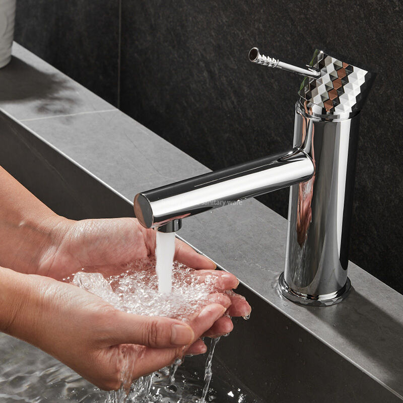 Hot-selling Basin with Short Straight Mouth-carved Handle-electroplating Bathroom Basin Faucet supplier