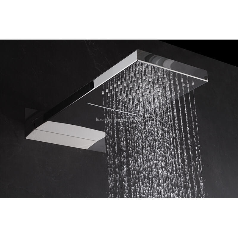 High-quality Concealed Electroplating Shower Faucet Set Waterfall Rain Mixer System Villa Hotel Bathroom Hidden factory