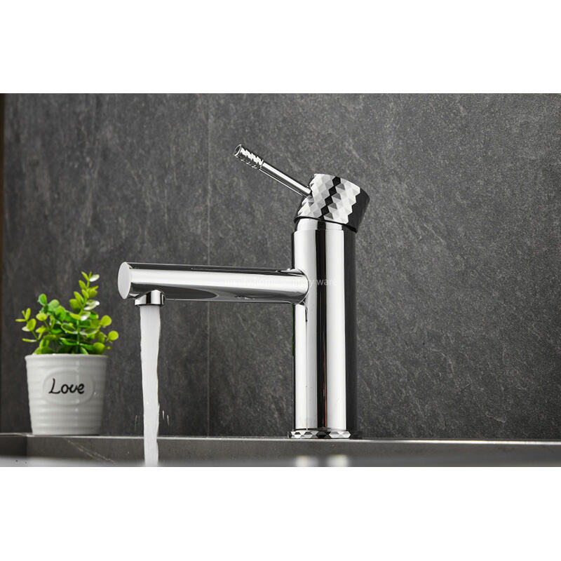 Hot-selling Basin with Short Straight Mouth-carved Handle-electroplating Bathroom Basin Faucet manufacture