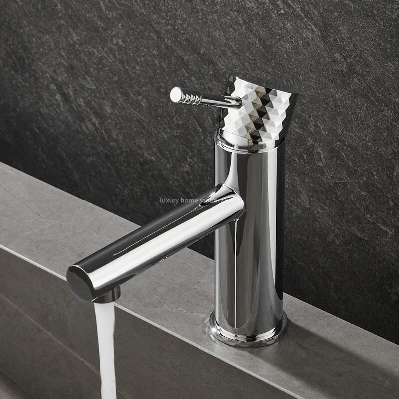 Hot-selling Basin with Short Straight Mouth-carved Handle-electroplating Bathroom Basin Faucet details