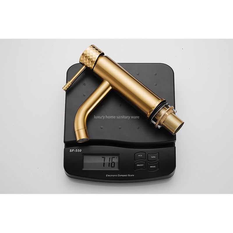 2025 Hot-selling Basin with Low Curved Mouth-carved Handle-brushed Gold Single-handle Washbasin Faucet factory