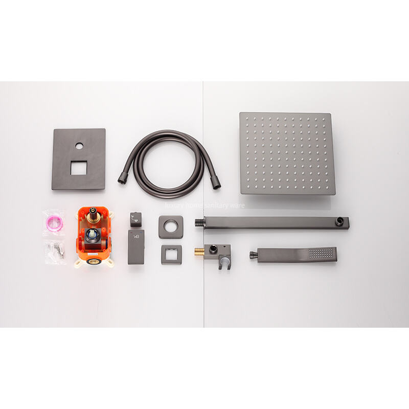 Matte Black Round Bathroom Bathtub Shower System Set Constant Temperature Shower Faucet Rain Shower Mixer factory