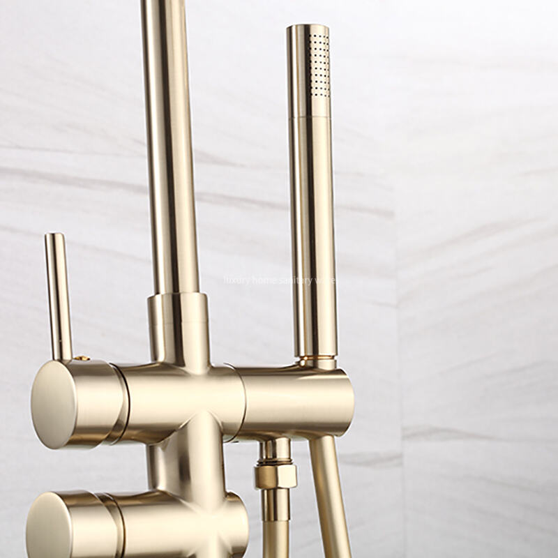 Best-selling Floor Handles-brushed Zirconium Gold Bathtub Faucet Bathroom Independent Bathtub Faucet details