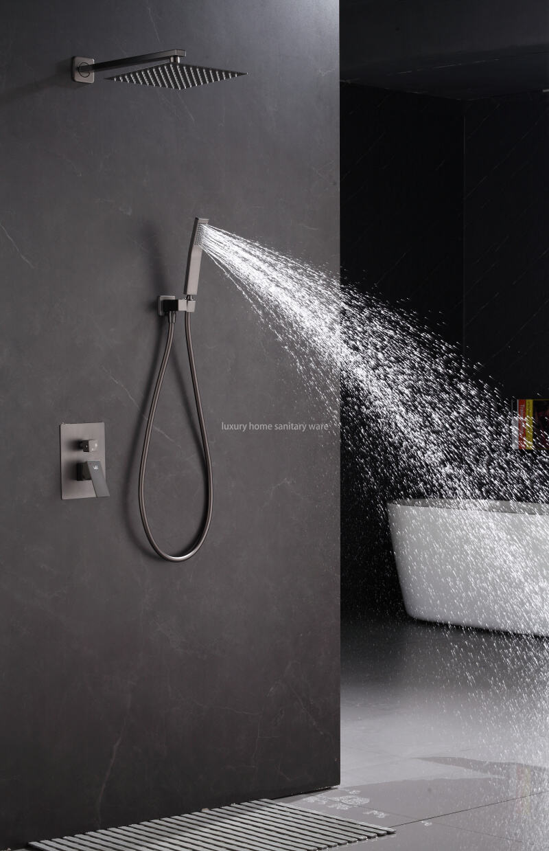 Matte Black Round Bathroom Bathtub Shower System Set Constant Temperature Shower Faucet Rain Shower Mixer supplier