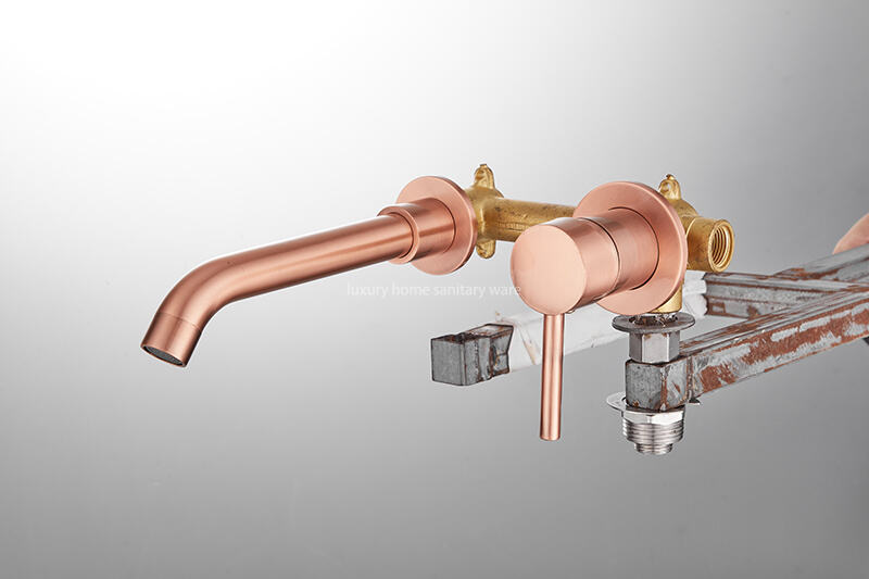 Factory-customized Modern Single-handle Wall-mounted Brass Basin Faucet Drawing Cold and Hot Water Mixer Faucet 2-hole Bathroom. factory