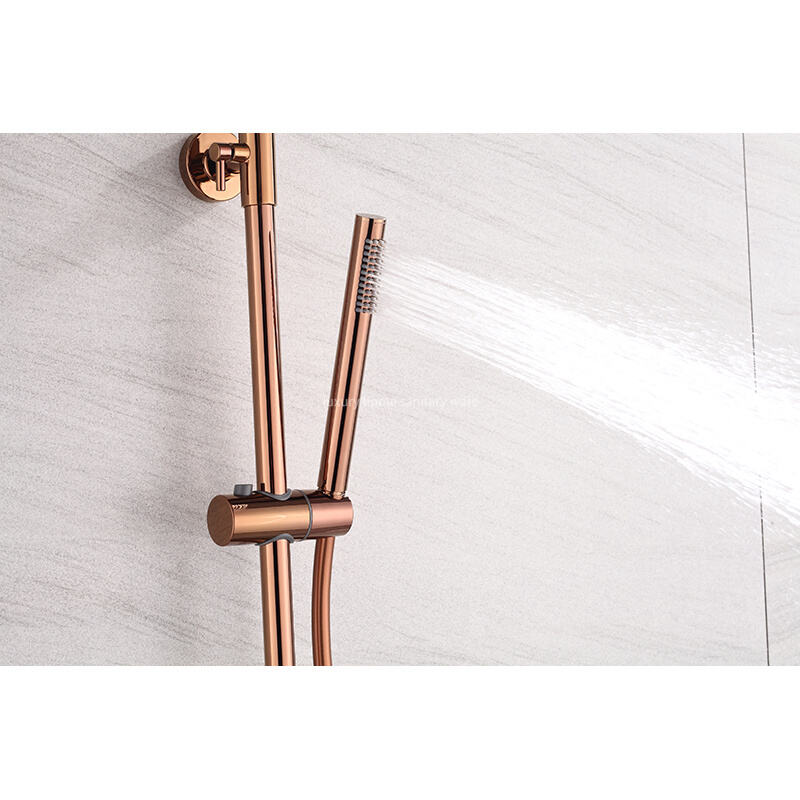 High-quality Brass Rose Gold Wall-mounted Shower Faucet Constant Temperature Shower Set Exposed Rain Shower Set factory