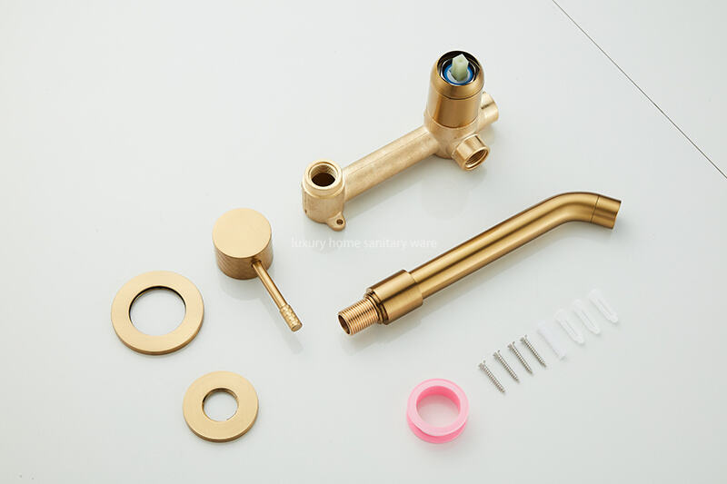 Factory Outlet Concealed Carved Handle Brushed Gold Luxury Brass Hidden Basin Bathroom Faucet Gold Ceramic Faucet Wall-mounted. factory