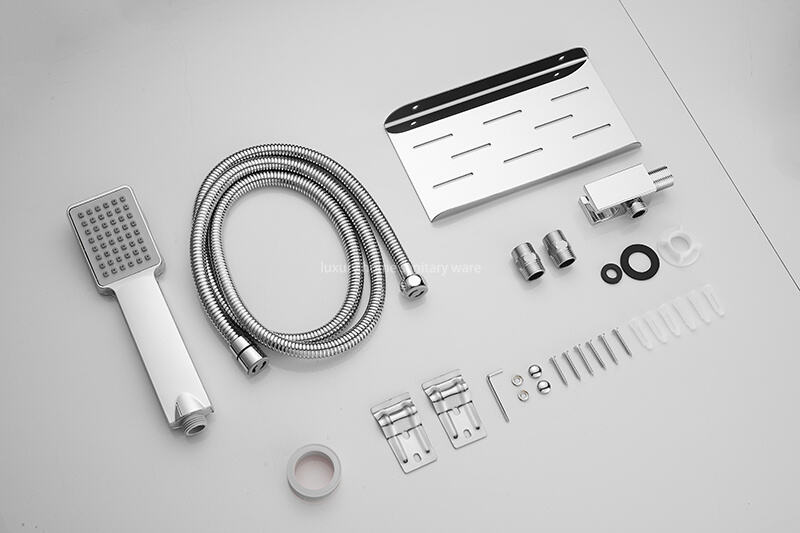 Multi-functional Matte Black Rain Shower Head Panel Tower System Set, Hand-held Sprayer Shower Stand with Massage Nozzle factory