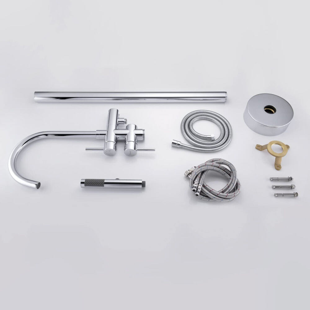 Freestanding Tub Filler Waterfall Bathtub Faucet Chrome Floor Mount Brass Single Handle with Soft Hand Shower Bath Standing Tap supplier