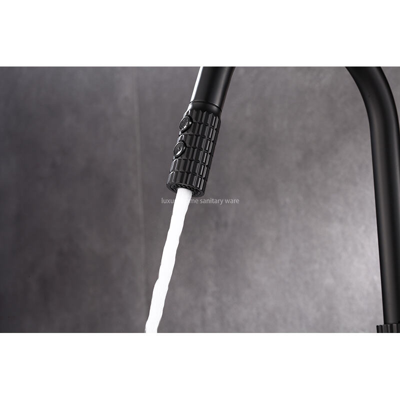 Factory Straight Hair High Quality Modern Single Handle Matte Black Kitchen Sink Faucet Simple Drop-down Sprayer. manufacture