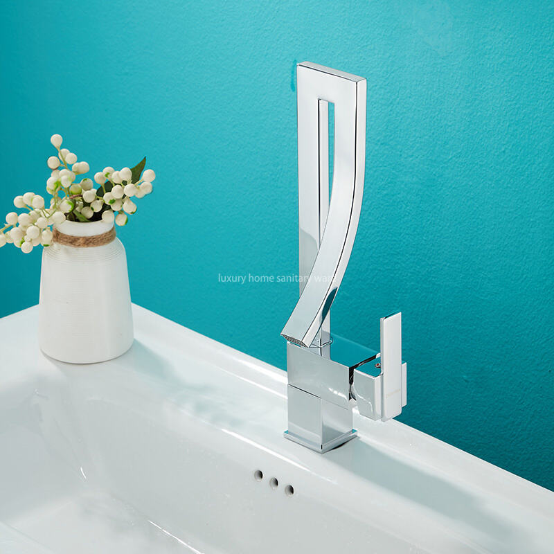 Factory Direct Creative Door Tube-electroplating Waterfall Basin Faucet Stainless Steel Bathroom Sink Mixer Faucet supplier