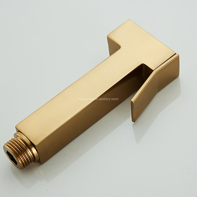Wall-mounted Spray Gun square Brushed Gold Toilet Flusher Bathroom Sprayer Bidet Faucet Set Bathroom and Shower Faucet details
