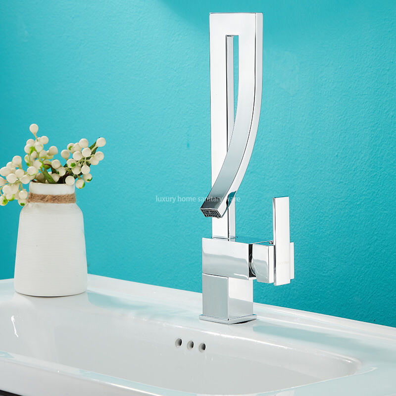 Factory Direct Creative Door Tube-electroplating Waterfall Basin Faucet Stainless Steel Bathroom Sink Mixer Faucet details