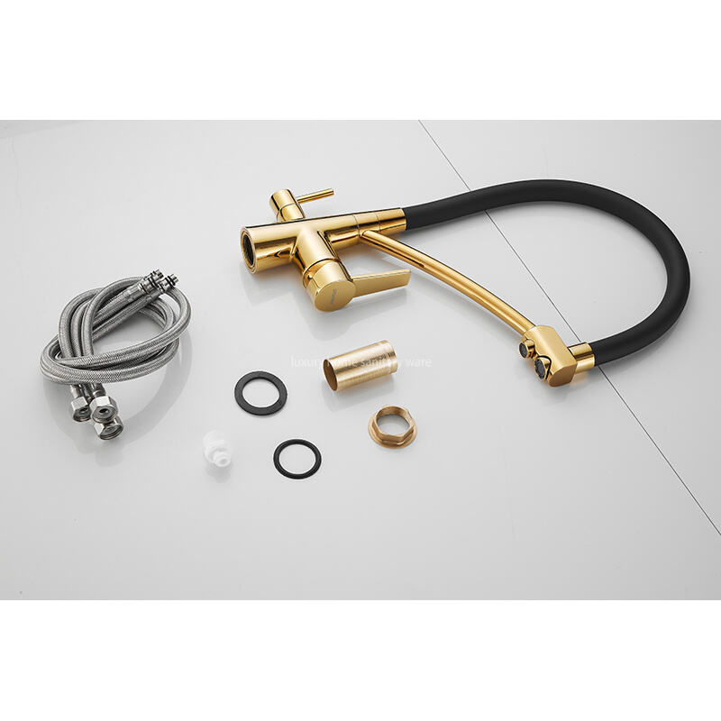 Factory Direct Pointed Four-way Hose Water Purifier-black Kitchen Faucet Universal Rotating Deck Installation details