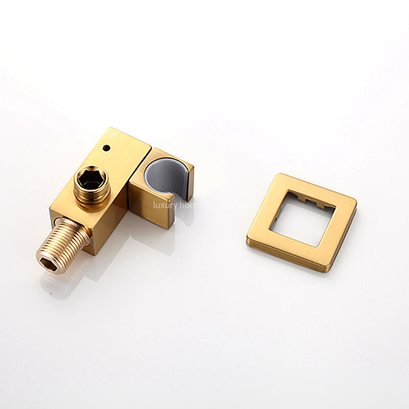 High Quality Brass Waterfall Thermostatic Shower Set Hotel Bathroom Concealed Brushed Gold Shower Faucet with Hand Shower details