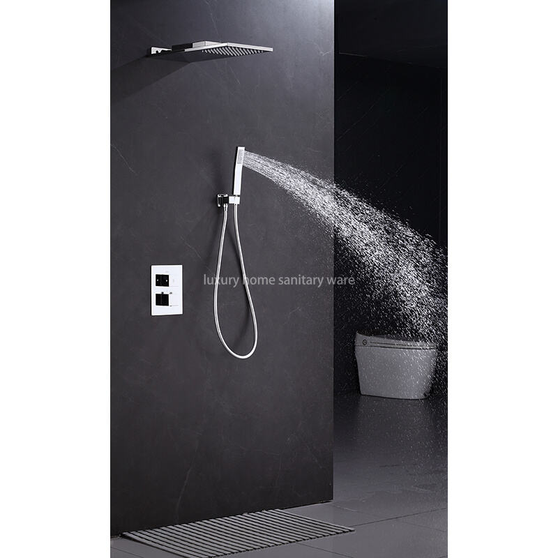 Modern Bathroom Shower Faucet Hidden Installation Luxury Shower System Large Top Spray square Shower Set manufacture