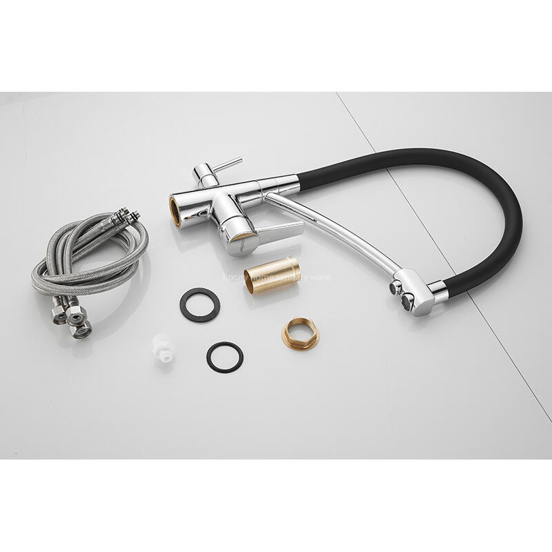 Hot-selling Modern sharp Four-way Leather Tube Water Purifier-electroplating Kitchen Faucet 360-degree Rotating Faucet factory