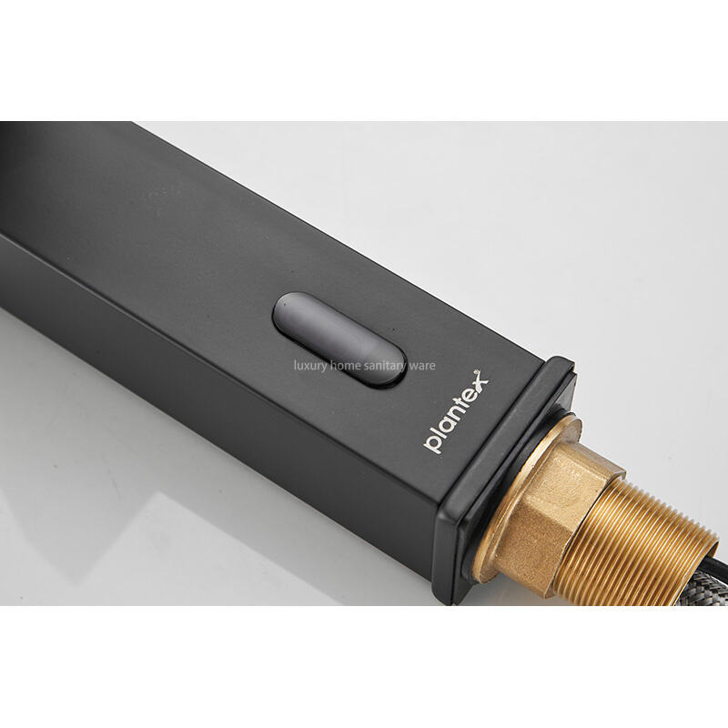 Hot-selling Modern Luxury Single Lever Nozzle Faucet Induction Quartet Short-black Non-touch Induction Faucet manufacture