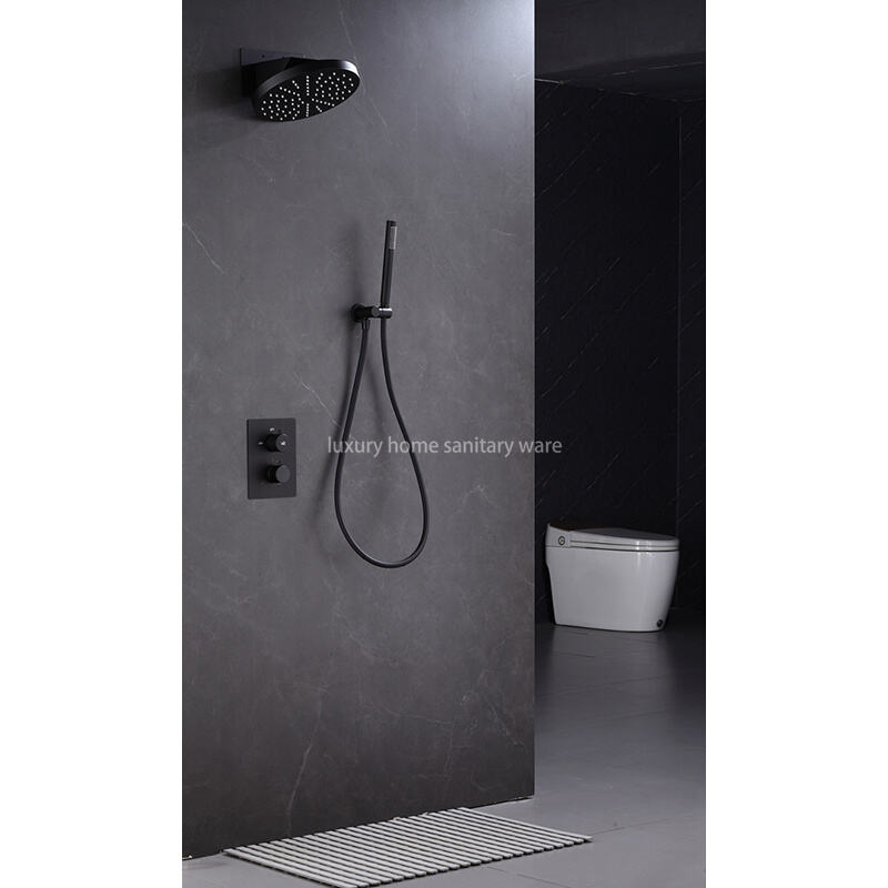 Concealed Built-in Shower Shower Set Round Thick Top Spray Built-in Hotel Bathroom Black Shower Set supplier