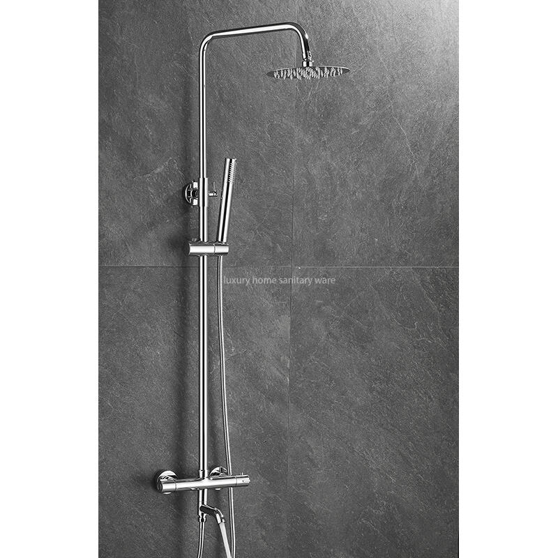 High Quality Electroplated Round bar Constant Temperature Shower Faucet Set Constant Temperature Shower Set factory