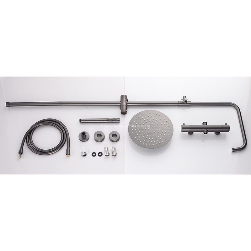 Modern Bathroom Circular Thermostat Mixer Shower Valve Overhead Rain Shower Hand-held Shower Faucet manufacture