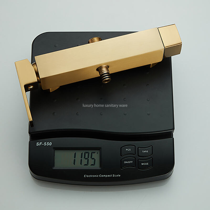 Luxurious Brushed Gold Hot and Cold Shower Set Wall-mounted Full Shower Set Multifunctional Brass square Shower Set factory