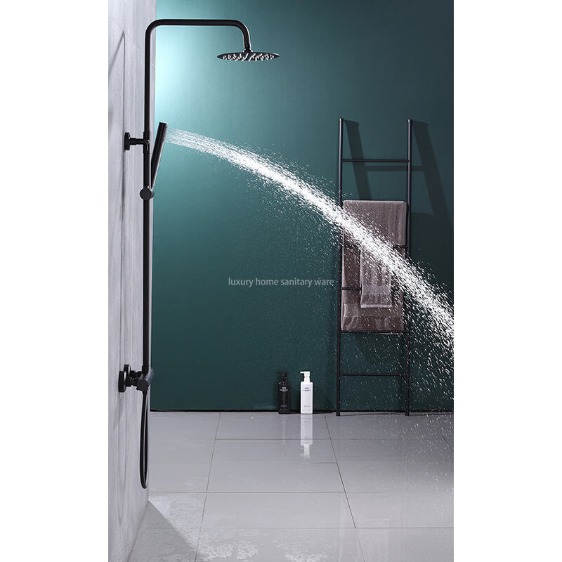 Modern Round Stick Constant Temperature Small Round Stick Hand Spray Bathtub Shower Faucet Black Bathroom Shower Set supplier