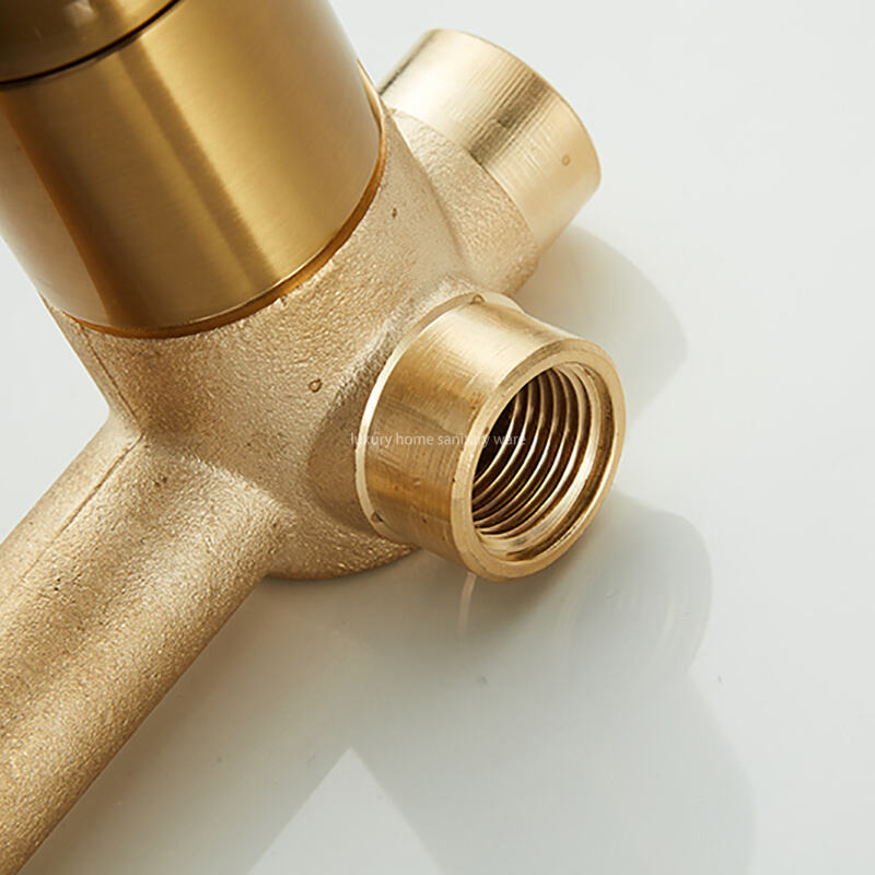 Factory Outlet Concealed Carved Handle Brushed Gold Luxury Brass Hidden Basin Bathroom Faucet Gold Ceramic Faucet Wall-mounted. manufacture