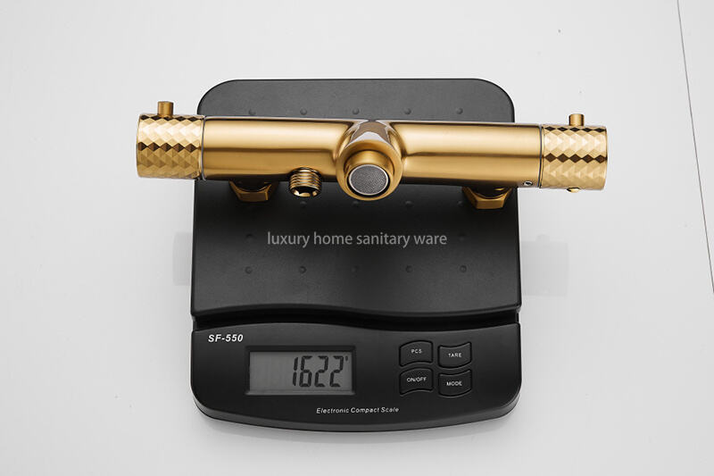 High-quality New Gold Wire Drawing Constant Temperature Shower Hot and Cold Bathtub Spout Faucet Handheld Sprayer factory