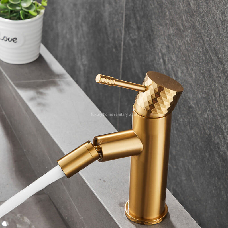 Luxury Home New Basin Washbasin Long Mouth-carved Handle-brushed Gold Bathroom Bidet Faucet Table supplier