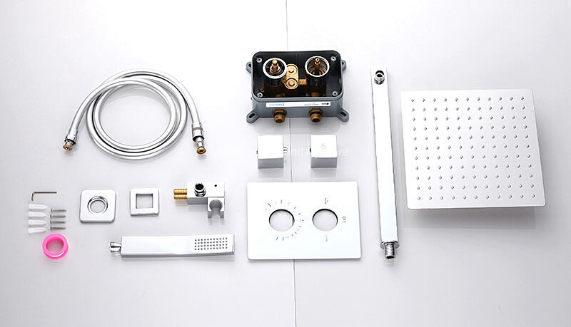 High Quality Concealed Shower Set Wall Mounted Shower Faucet Thermostatic Square Shower System Rain Waterfall manufacture