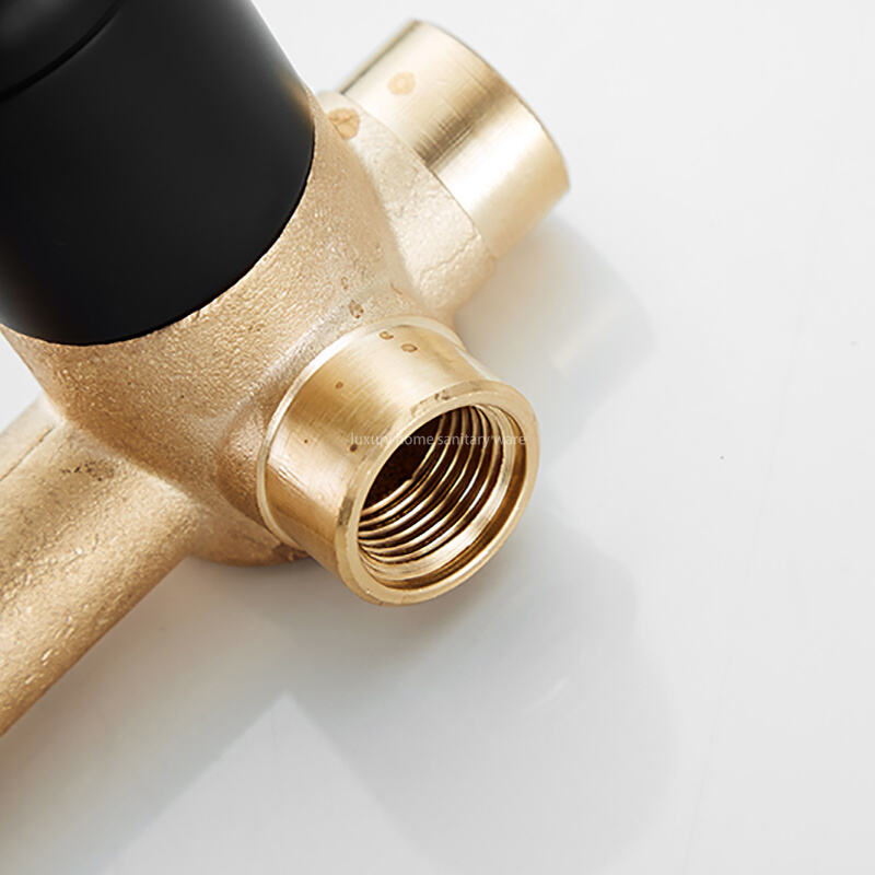 Factory Wholesale Hidden Carved Handle Black Bathroom Faucet 2 Hole Brass Sanitary Ware Basin Bathroom Faucet details