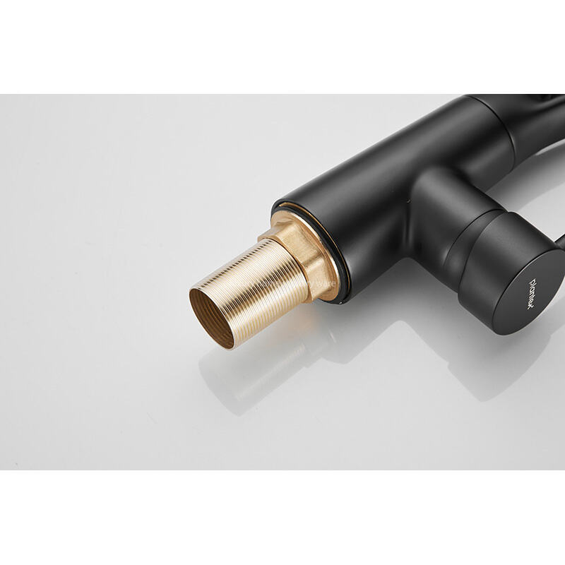 Best-selling Modern Simple Leather Tube Tee-black Kitchen Faucet Pull Mixer Sink Faucet Single Handle Deck Installation Ceramics manufacture