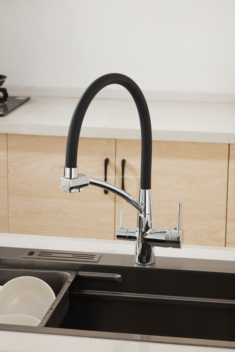 Hot-selling Modern sharp Four-way Leather Tube Water Purifier-electroplating Kitchen Faucet 360-degree Rotating Faucet supplier