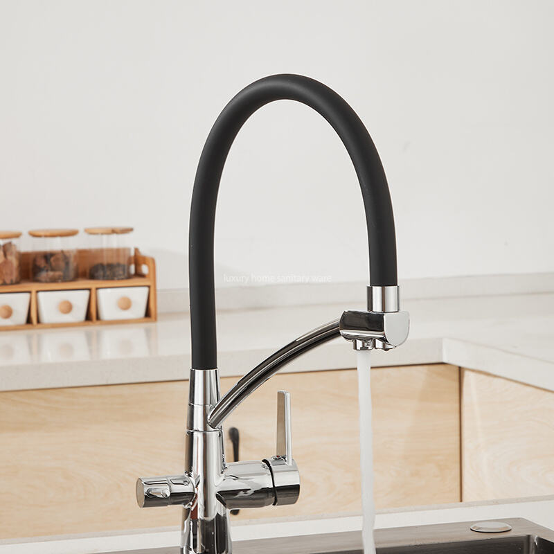 Hot-selling Modern sharp Four-way Leather Tube Water Purifier-electroplating Kitchen Faucet 360-degree Rotating Faucet manufacture