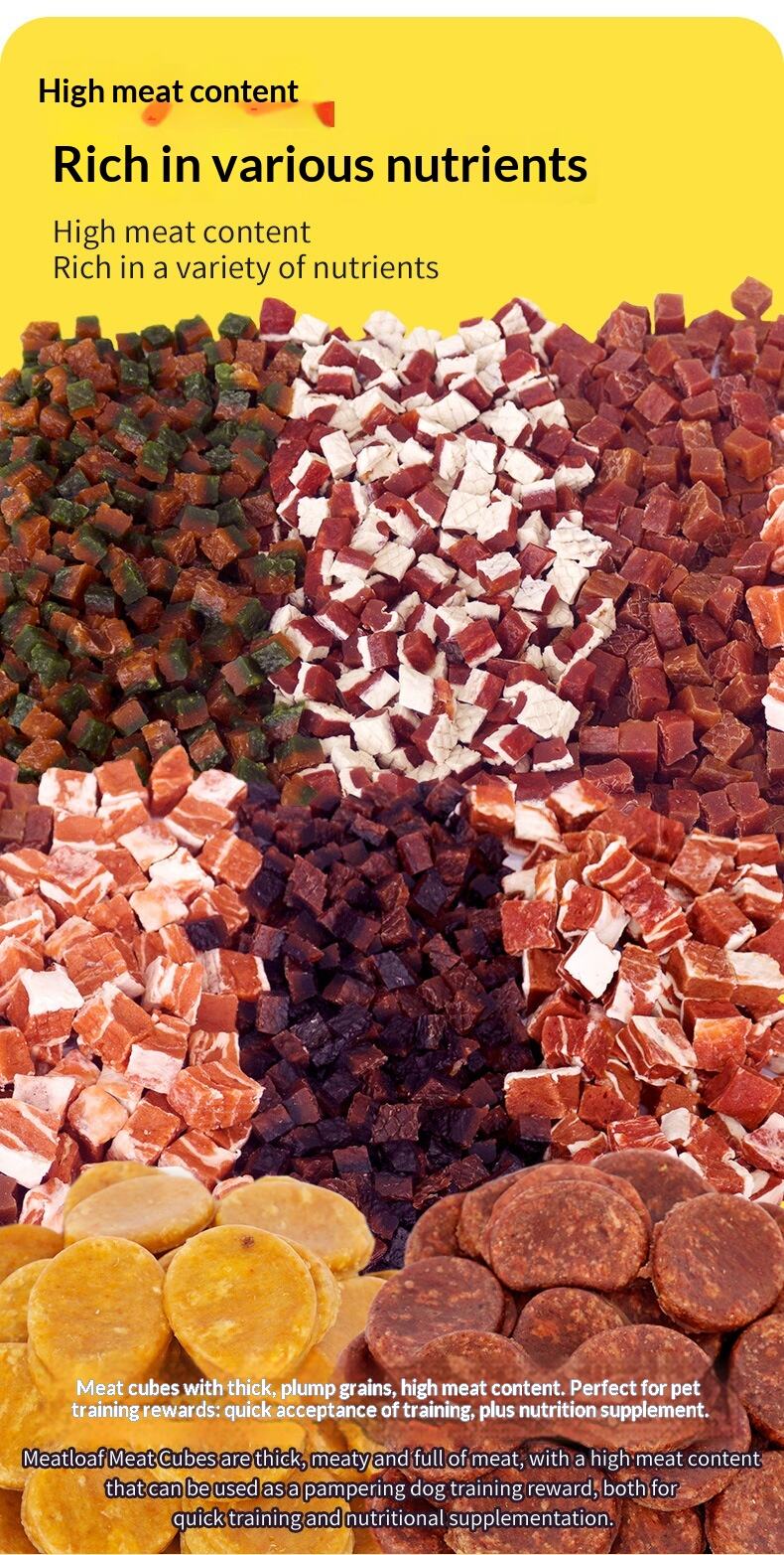 ODM Factory Direct Shandong Pet Dog Snacks Beef Pellet Meat Cube Chicken Beef Wafer Cheese Small Packaging manufacture